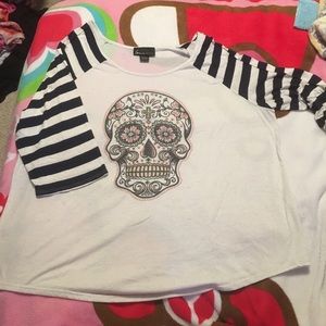 Lane Bryant Sugar Skull Quarter Sleeve Top 22/24